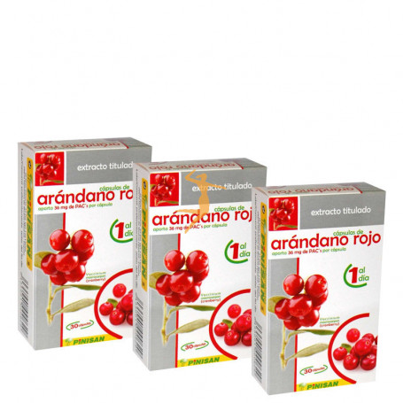 Pack 3x2 Extracto de Arándano Rojo 30 Cápsulas Pinisan